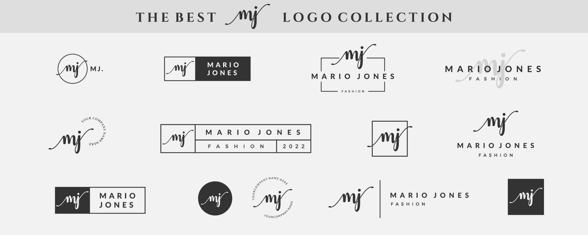 Initial simple letter MJ M logo monogram on black for beauty, fashion, photography design collection vector