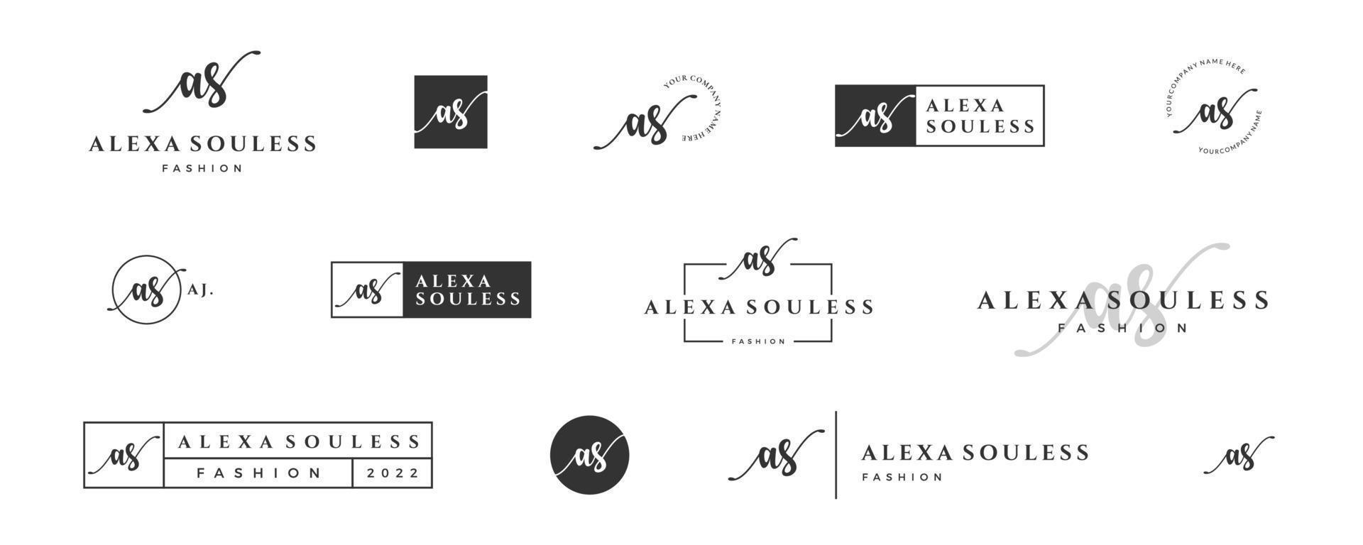 Initial simple letter AS A logo monogram on black for beauty, fashion, photography design collection vector