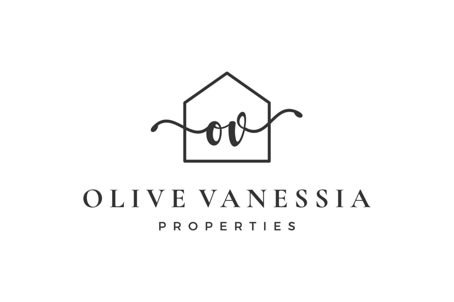 letra inicial ov o logo real estate. hogar, casa, propiedad, colección de diseño de vectores de construcción