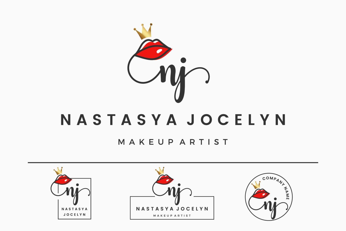 Initial letter NJ N logo for lip, kiss, lipstick, makeup vector design collection