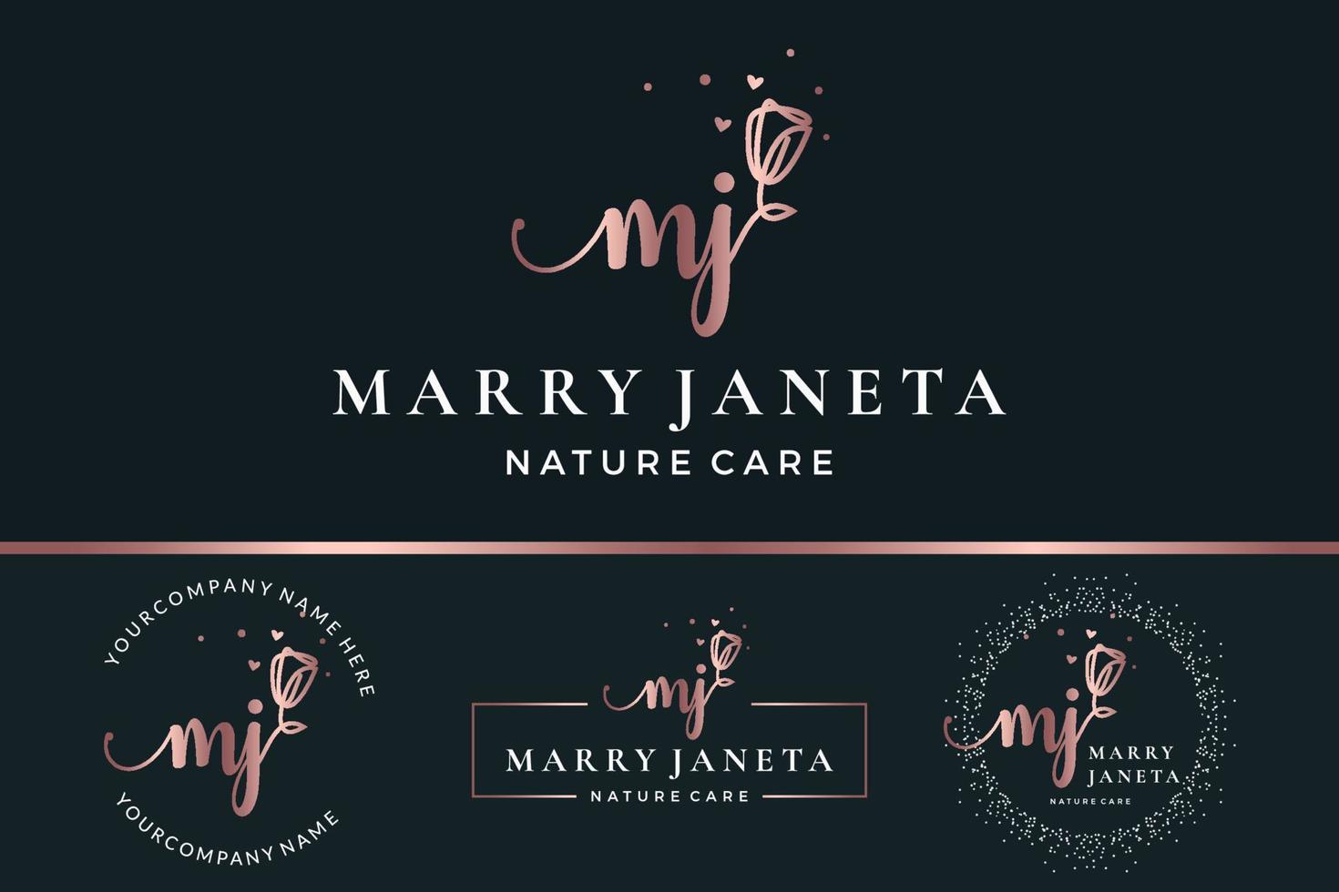 Initial letter MJ M logo flower, leaf and beauty. Floral and botanical design template collection vector