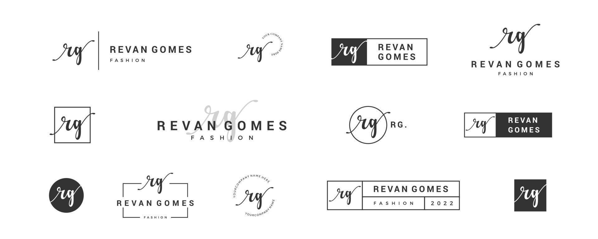 Initial simple letter RG R logo monogram on black for beauty, fashion, photography design collection vector
