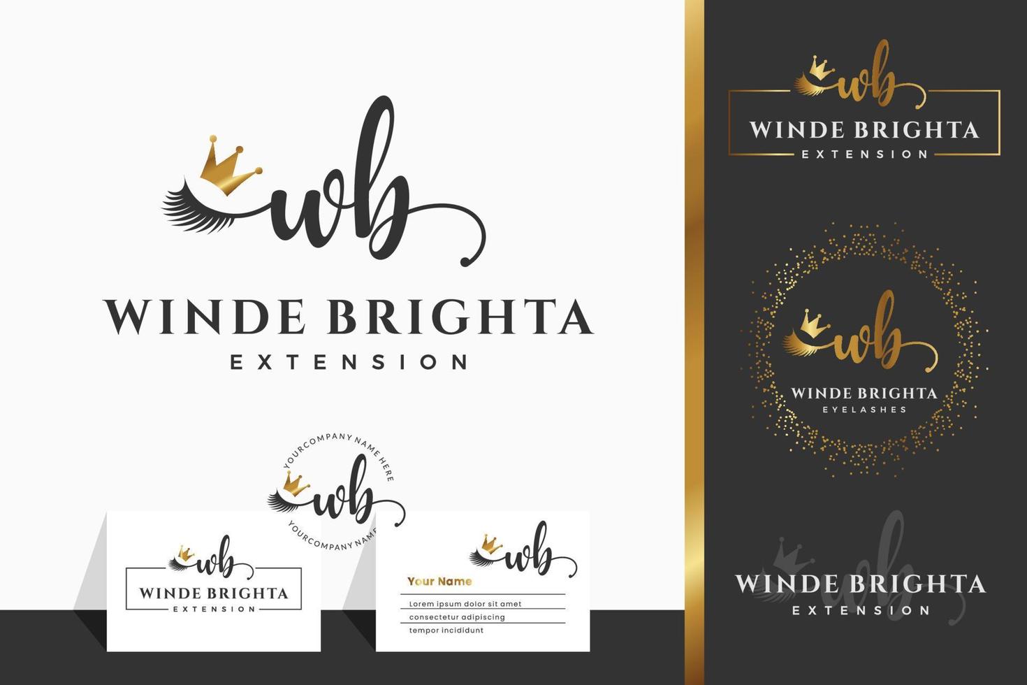 Initial letter WB W lash, Eyebrow, Lashes, eyelash extension logo design collection for Branding vector