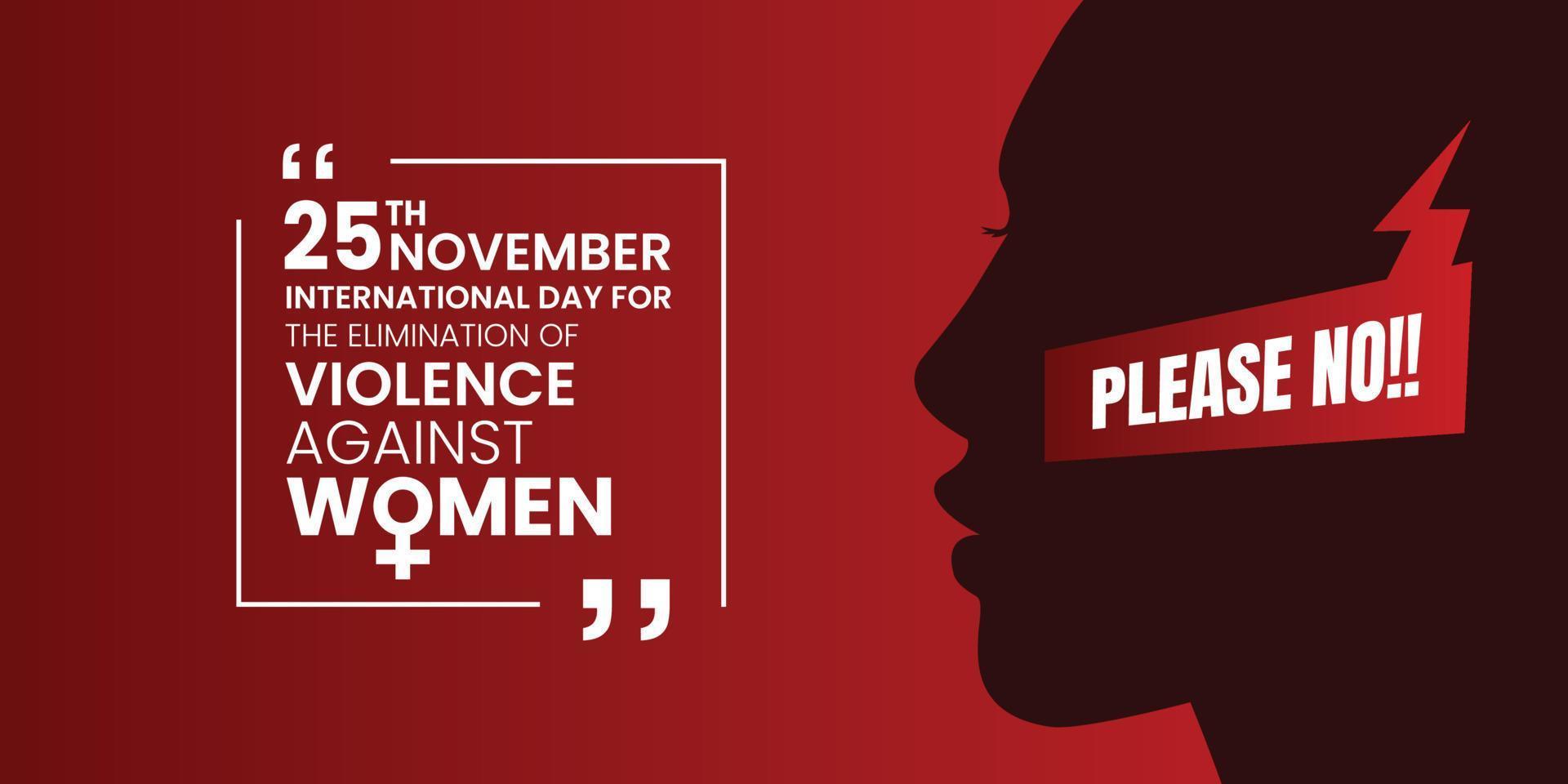 International Day for the elimination of Violence Against Women with copy space, women symbol, and silhouette of cry girl on red background. vector