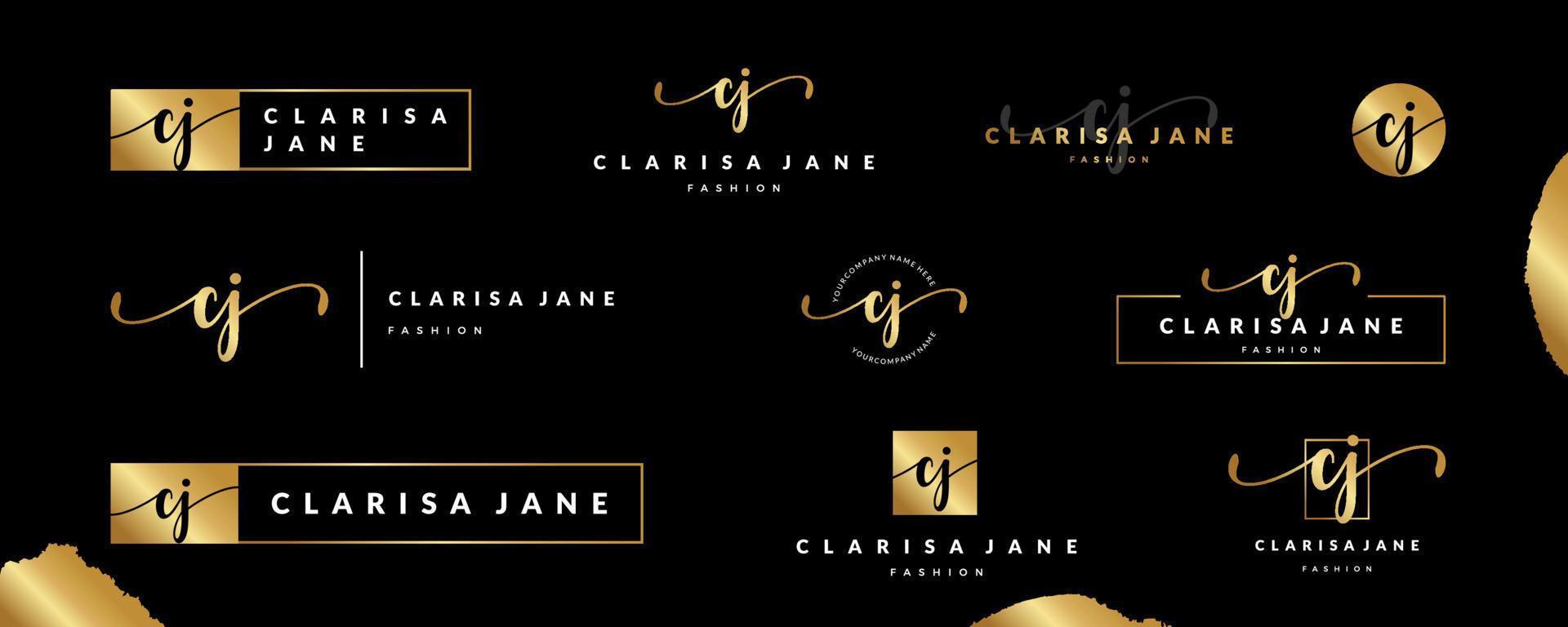 Luxury Initial letter CJ C monogram logo for beauty, fashion, boutique design template collection vector