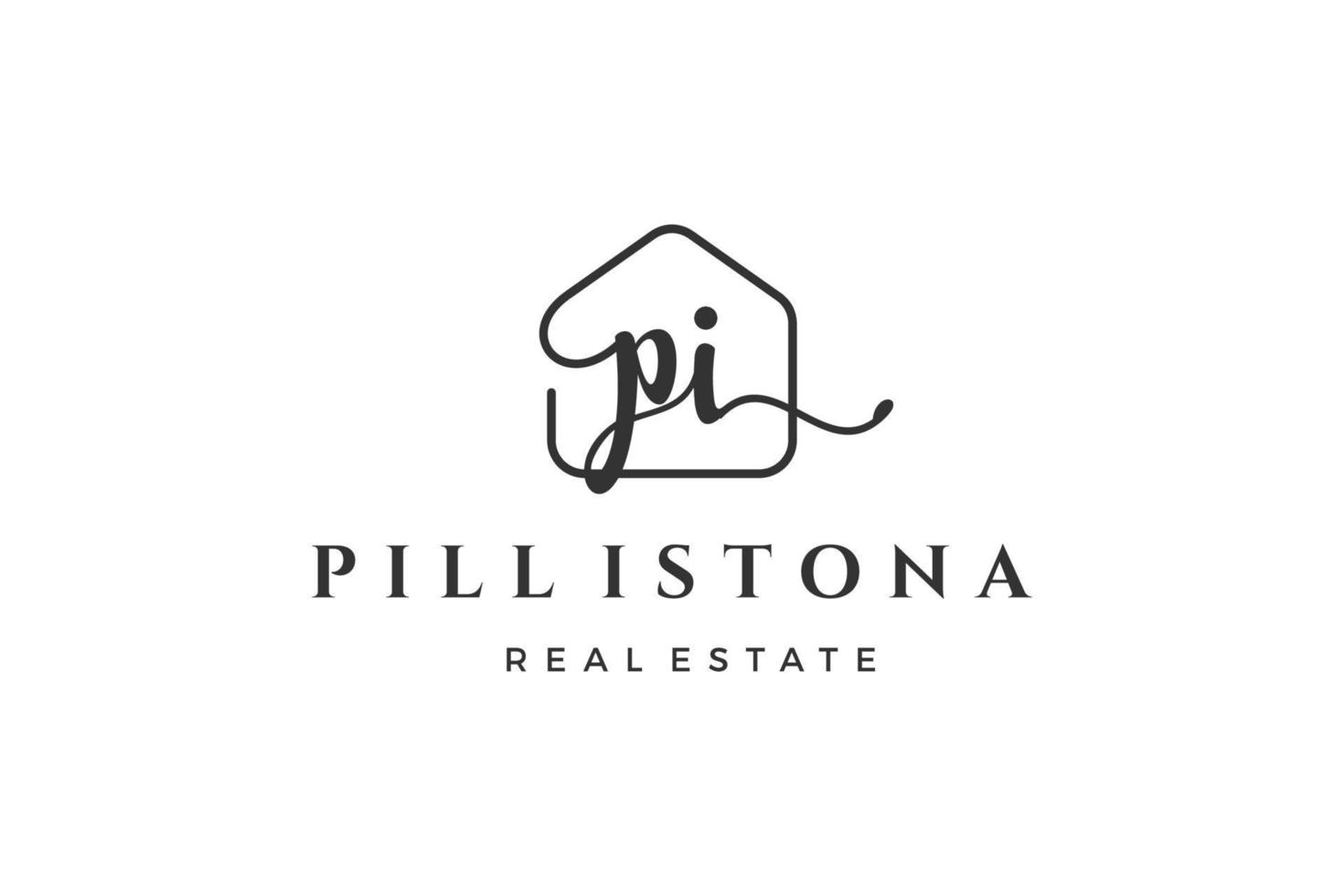 letra inicial pi p logo real estate. hogar, casa, propiedad, colección de diseño de vectores de construcción