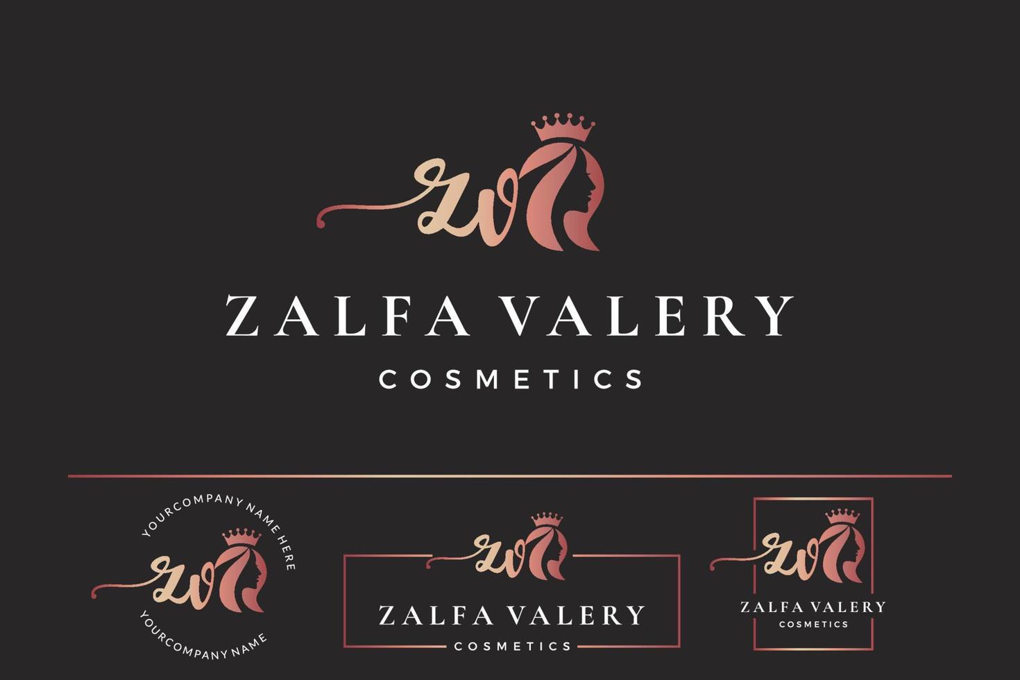 Initial letter ZV Z logo feminine for woman face and beauty, silhouette vector design collection