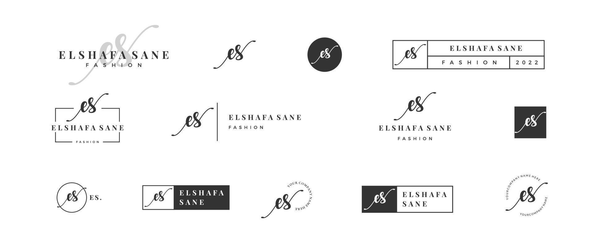 Initial simple letter ES E logo monogram on black for beauty, fashion, photography design collection vector