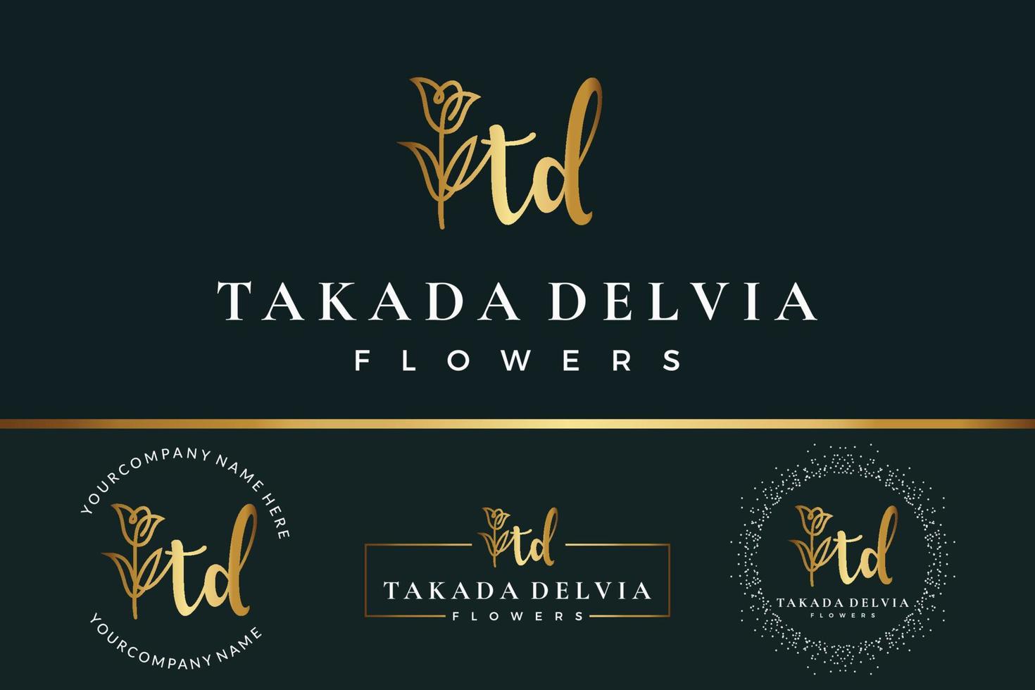 Initial letter TD T logo flower, leaf and beauty. Floral and botanical design template collection vector