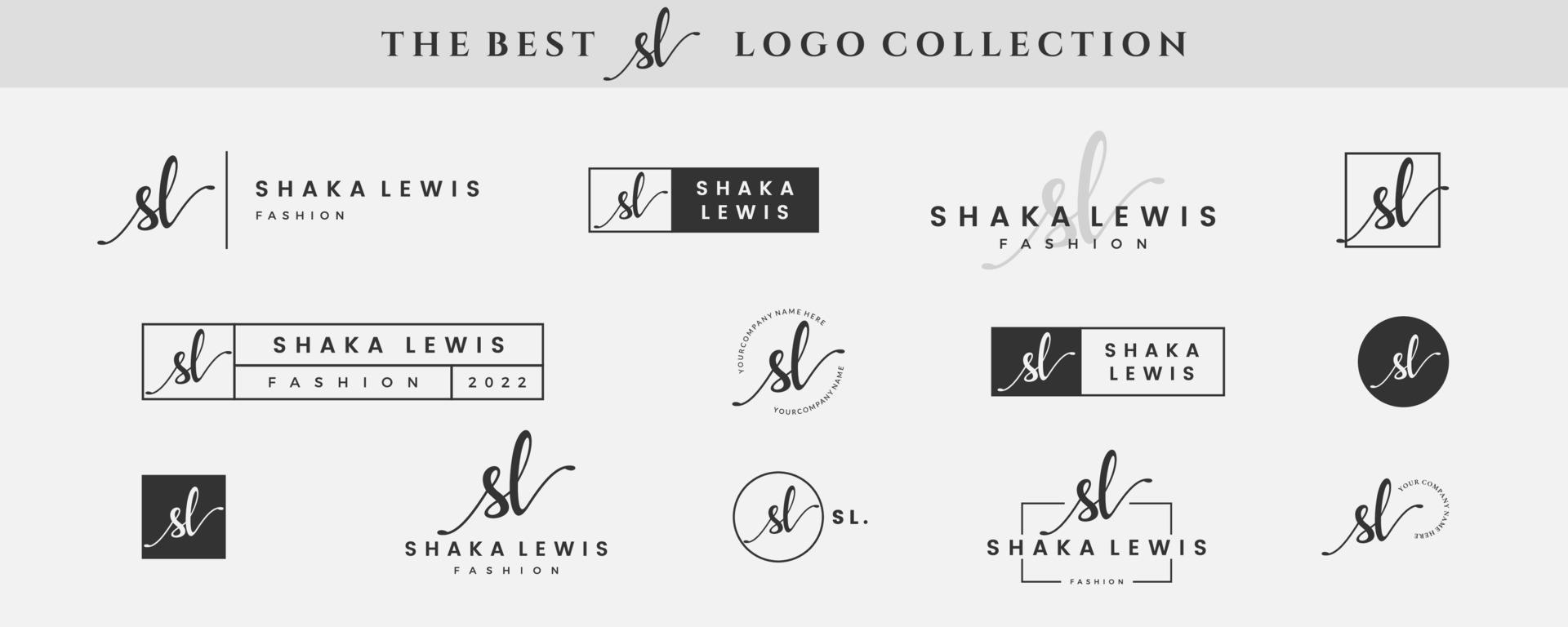 Initial simple letter SL S logo monogram on black for beauty, fashion, photography design collection vector