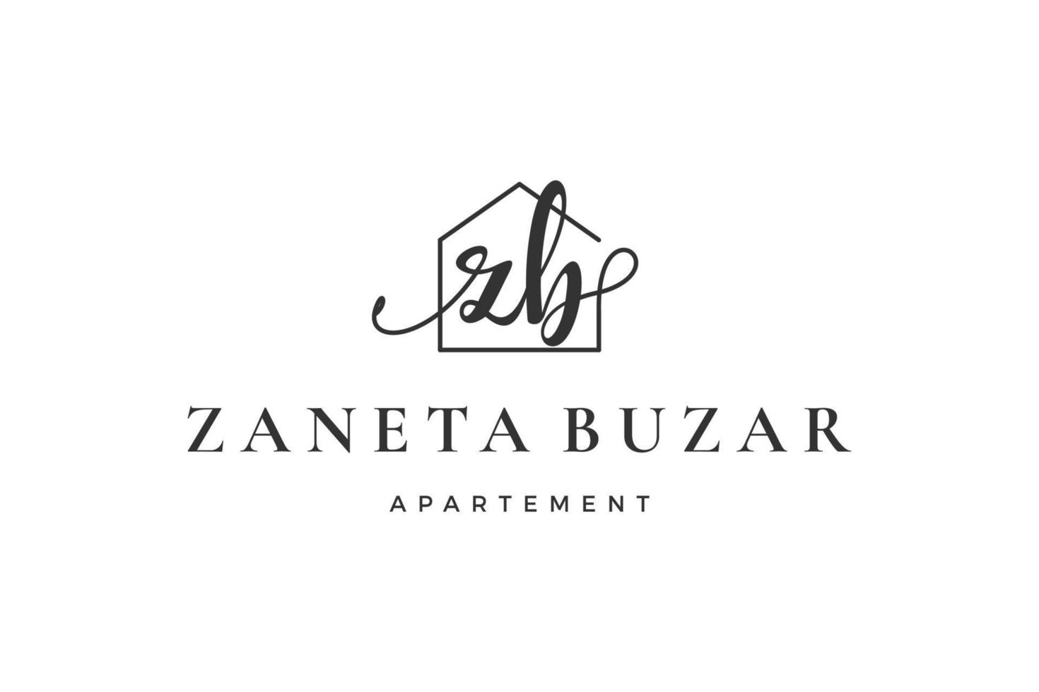 letra inicial zb z logo real estate. hogar, casa, propiedad, colección de diseño de vectores de construcción