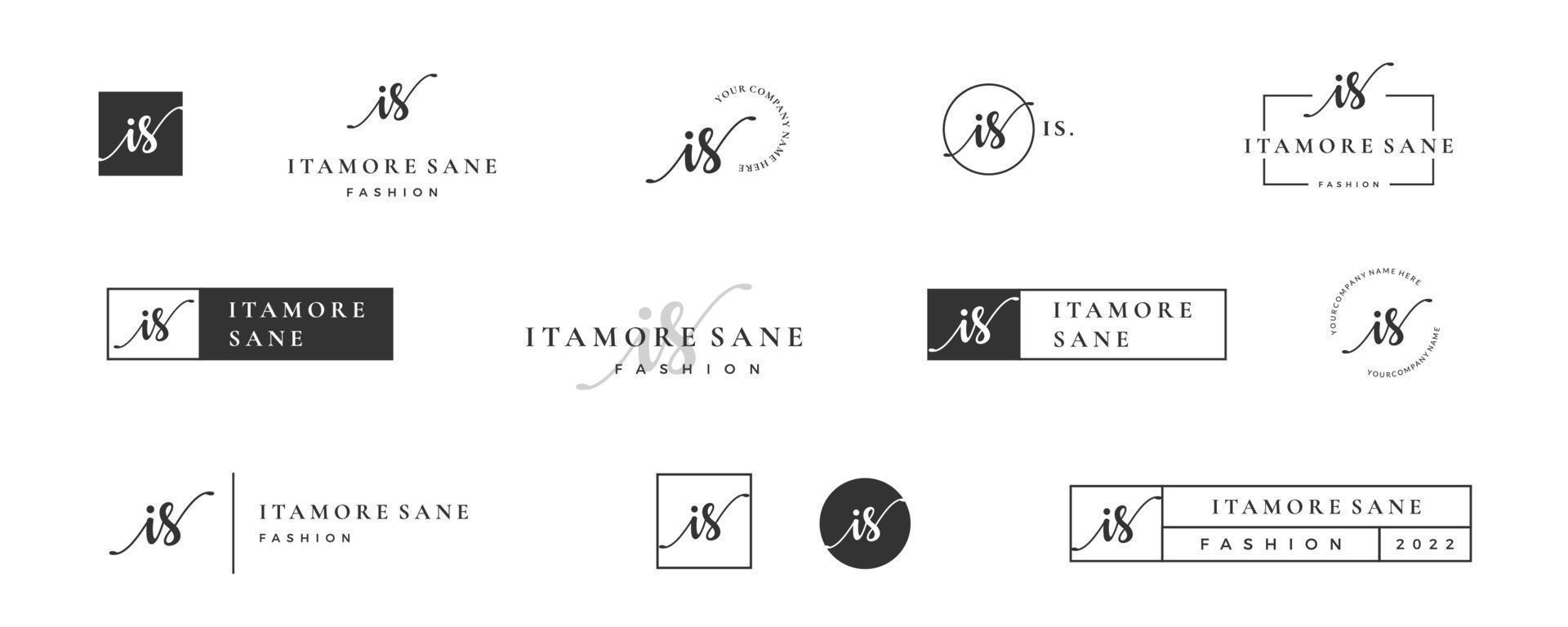 Initial simple letter IS I logo monogram on black for beauty, fashion, photography design collection vector