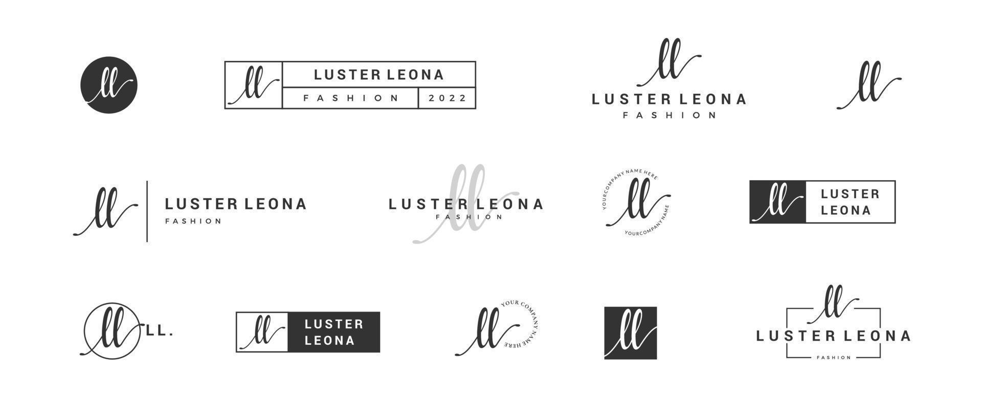 Initial simple letter LL L logo monogram on black for beauty, fashion, photography design collection vector