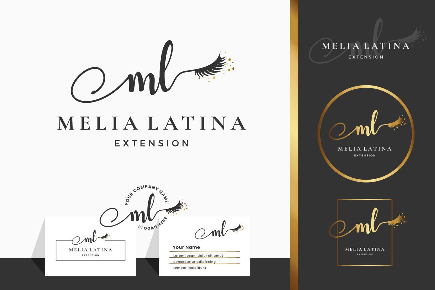 Initial letter M ML lash, Eyebrow, Lashes, eyelash extension logo design collection for Branding vector
