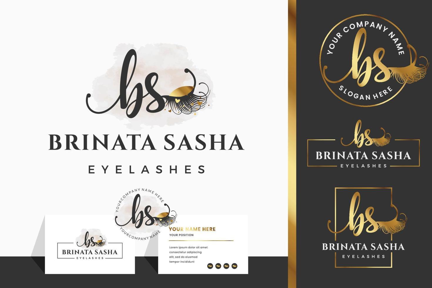 Initial letter B BS lash, Eyebrow, Lashes, eyelash extension logo design collection for Branding vector