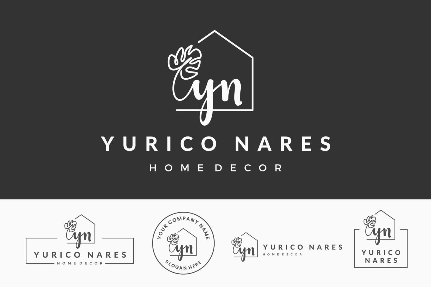 letra inicial yn y logo real estate. hogar, casa, propiedad, colección de diseño de vectores de construcción
