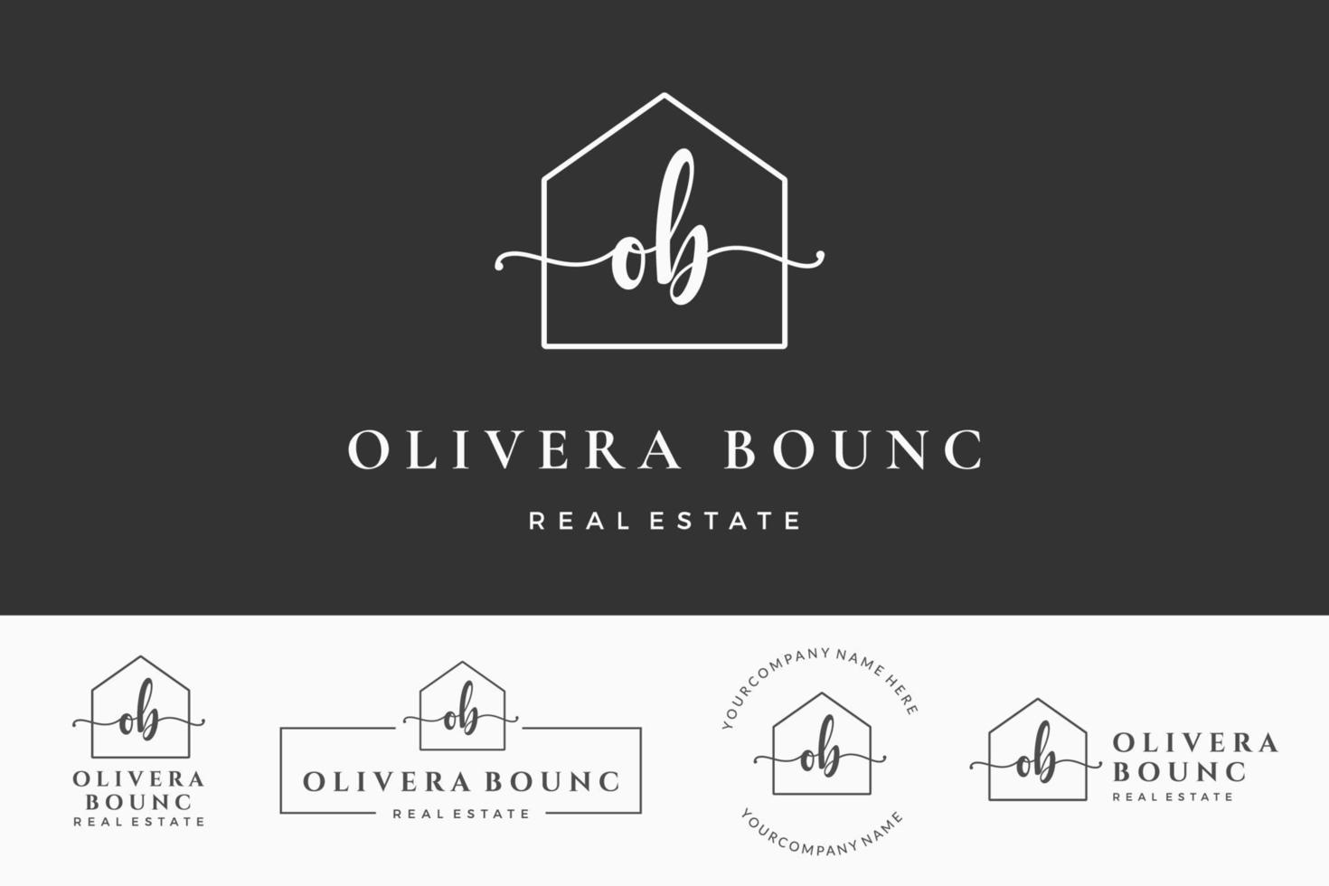 Initial letter OB O logo real estate. Home, house, realtor, property, building vector design collection