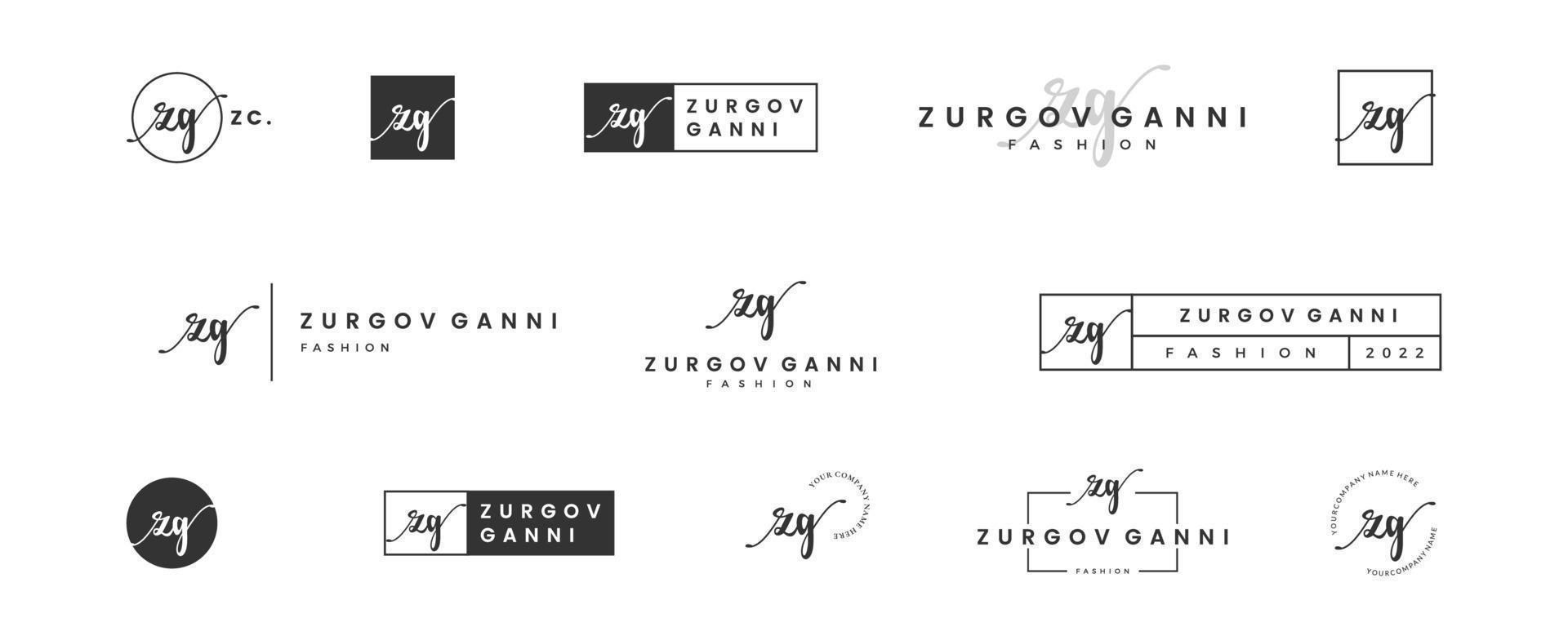 Initial simple letter ZG Z logo monogram on black for beauty, fashion, photography design collection vector