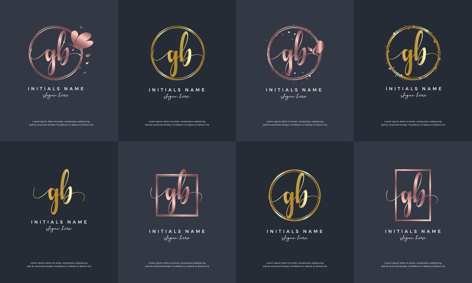 initial letter GB G B handwriting logo set design template. vector