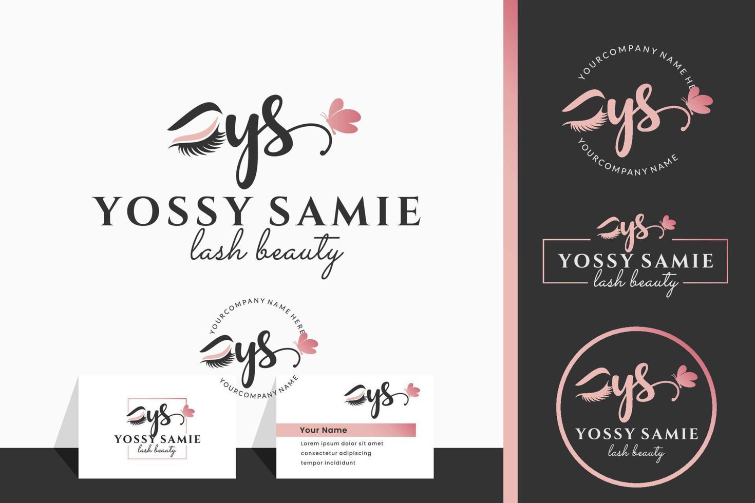 Initial letter YS Y lash, Eyebrow, Lashes, eyelash extension logo design collection for Branding vector