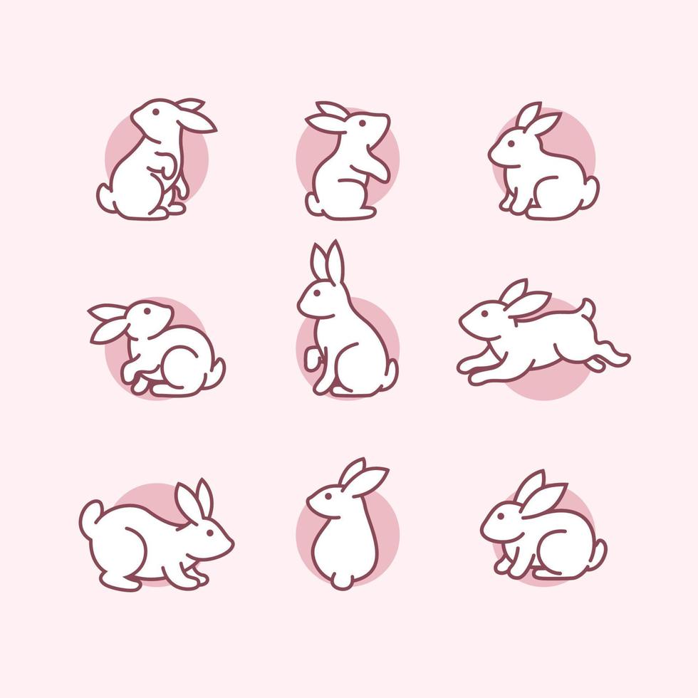 Cute Rabbit Icon Collection vector