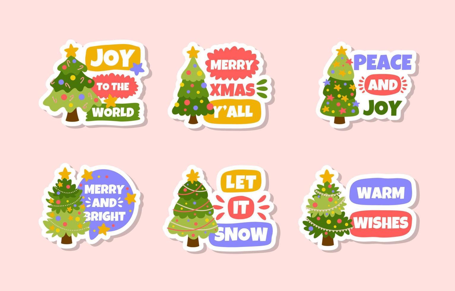 Christmas Tree Greeting Sticker Collection vector