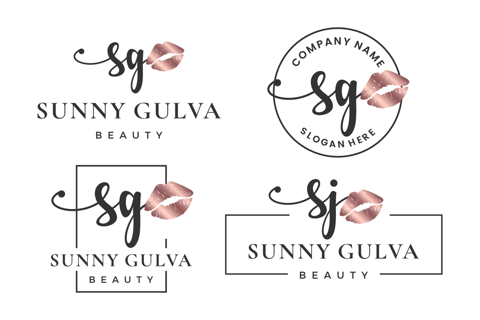 Initial letter SG S logo for lip, kiss, lipstick, makeup vector design ...