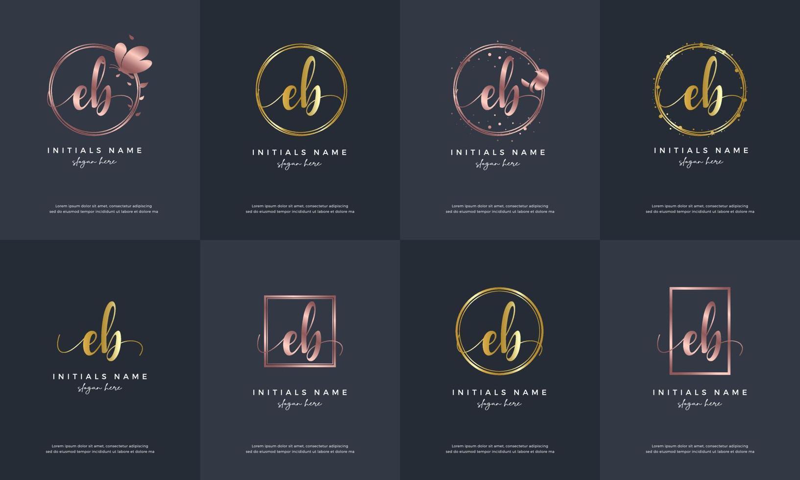 initial letter EB E B handwriting logo set design template. vector