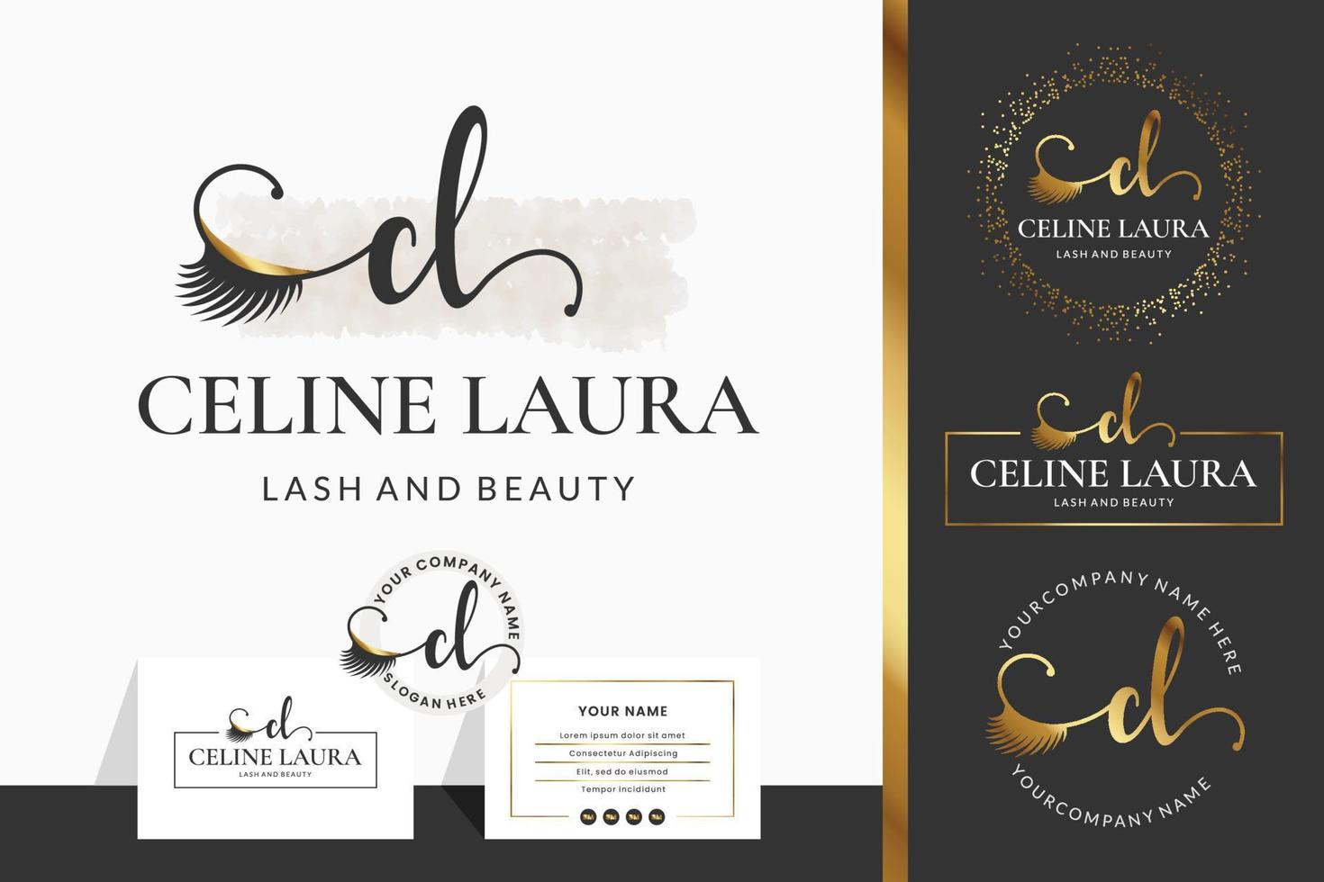 Initial letter C CL lash, Eyebrow, Lashes, eyelash extension logo design collection for Branding vector