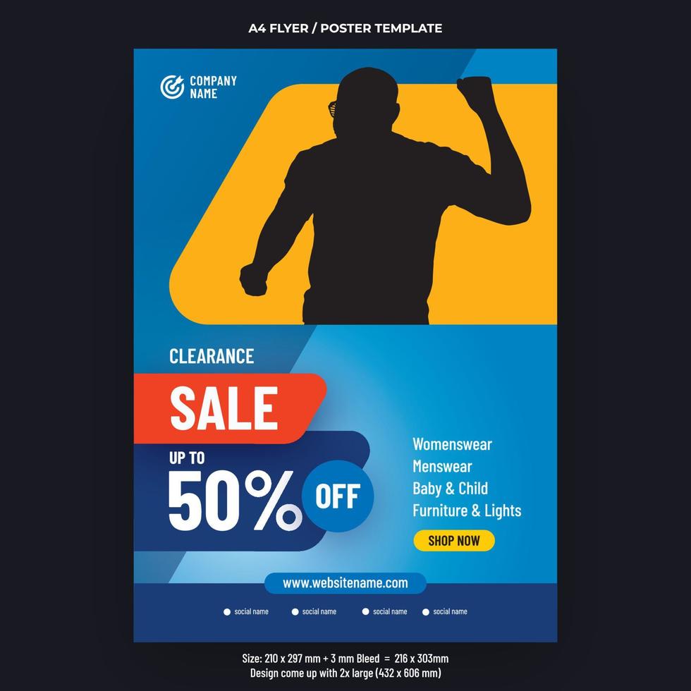 Clearance sale A4 flyer or poster template design vector