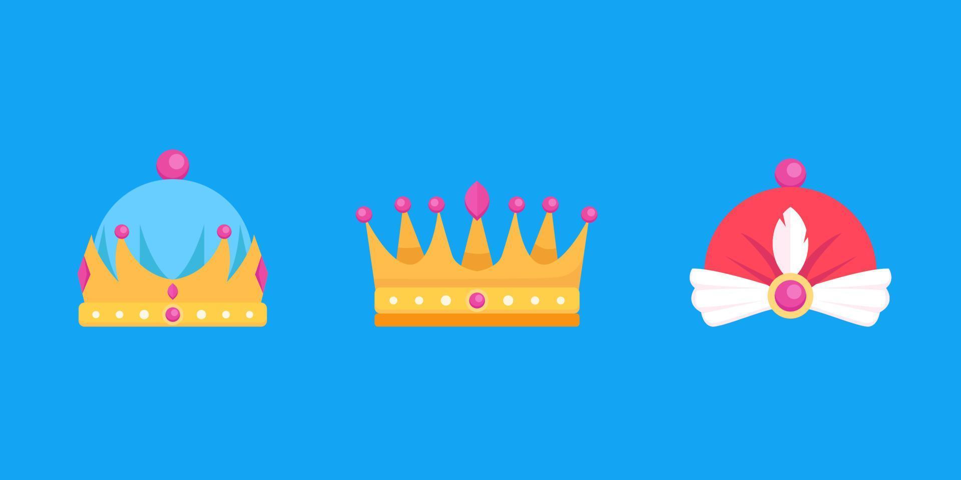 reyes magos crowns in flat design vector