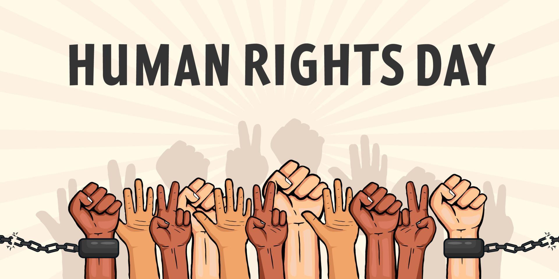 human rights day horizontal banner illustration vector