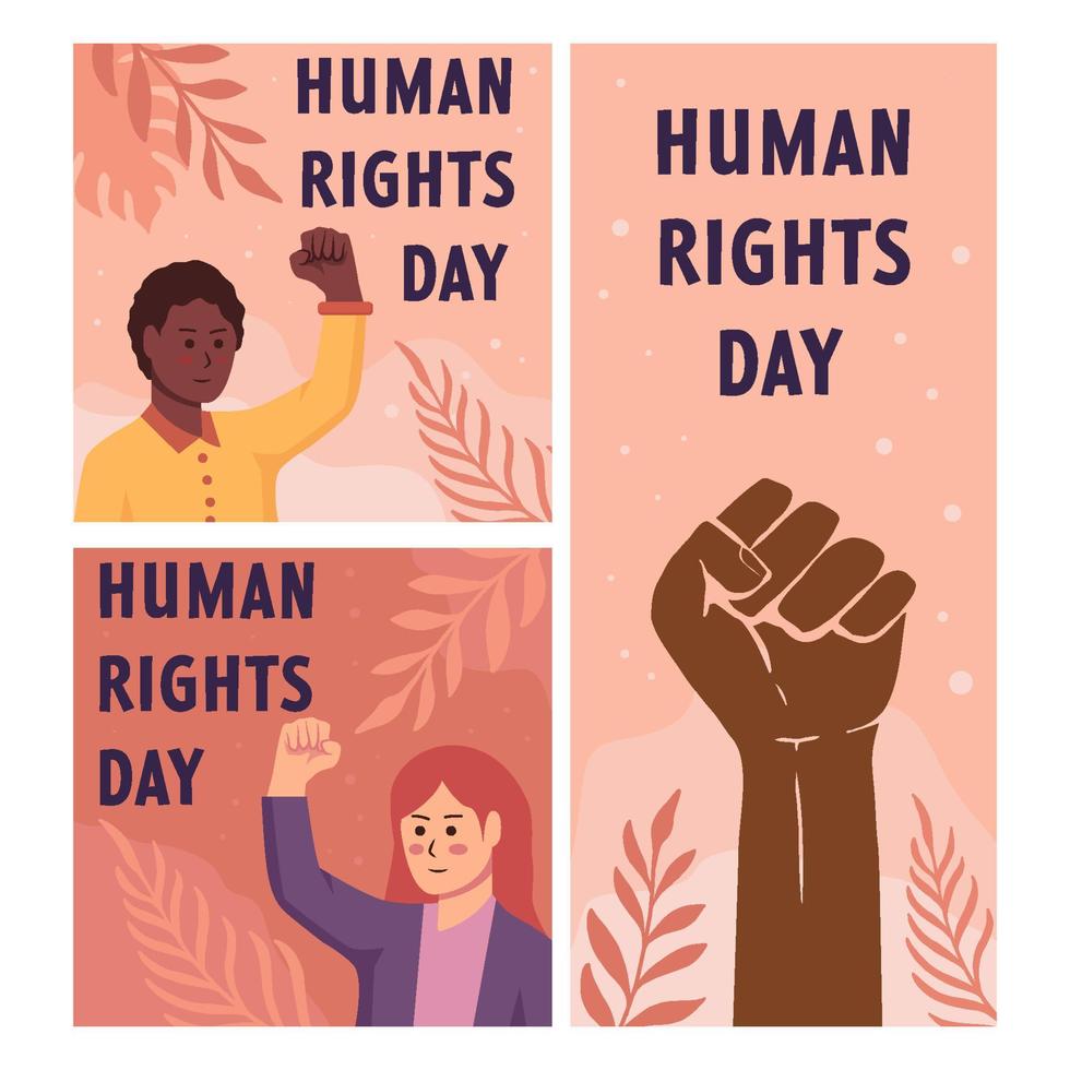 conjunto de ilustración de diseño de día de derechos humanos plano vector