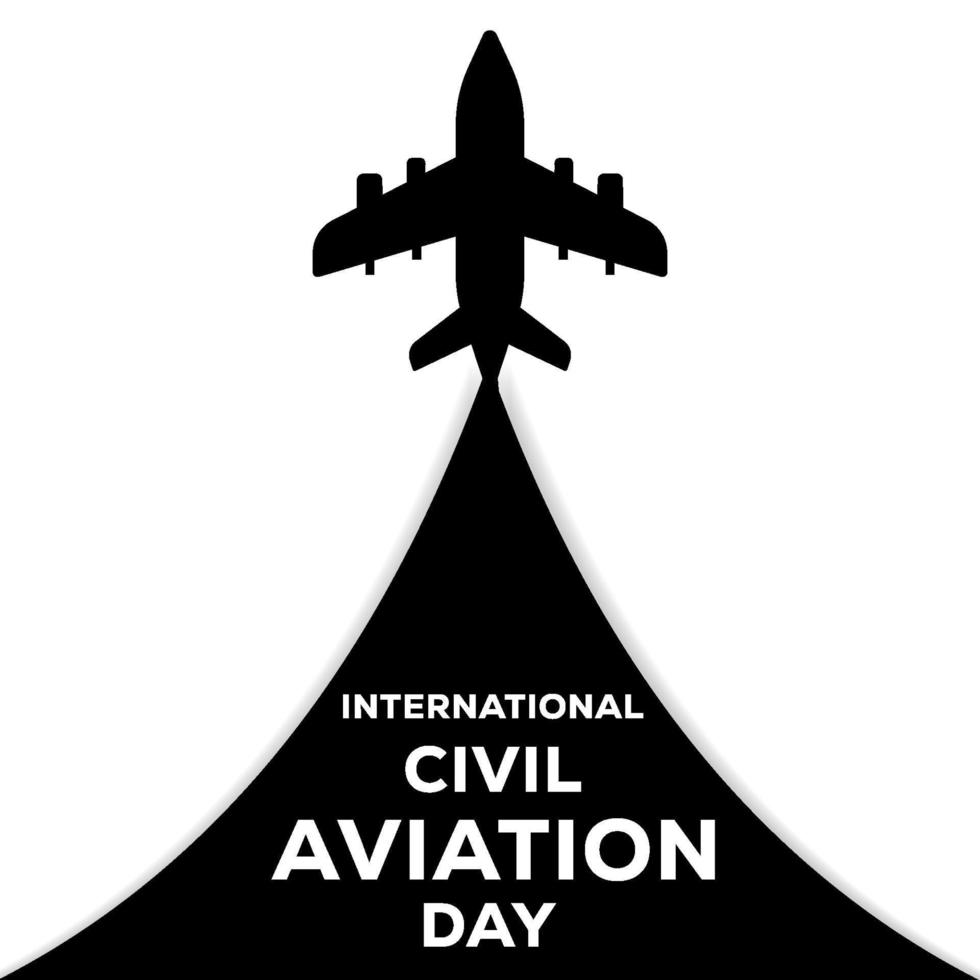 día internacional de la aviación civil con avión de silueta vector