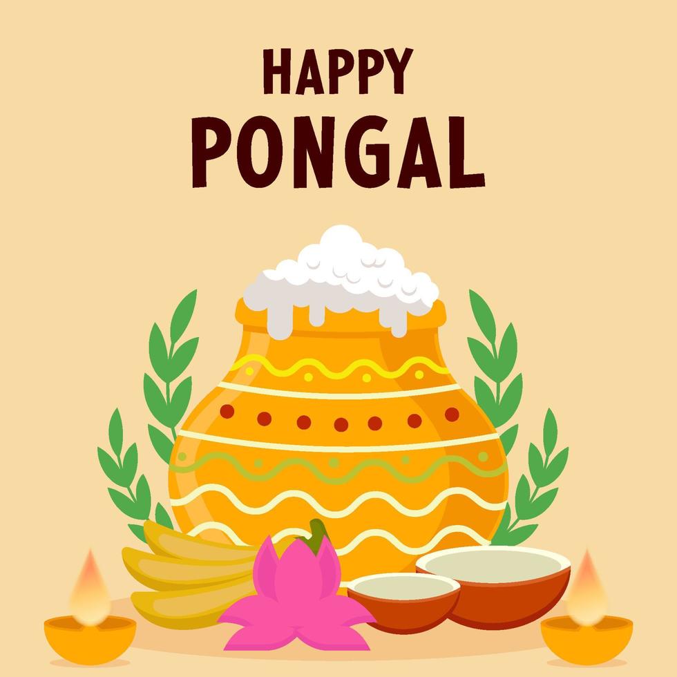 happy Pongal harvest festival in flat design illustration vector