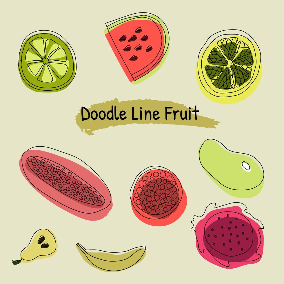 frutas exóticas de colores vector