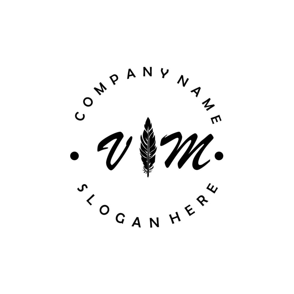Initial VM letter logo elegant company brand luxury vector