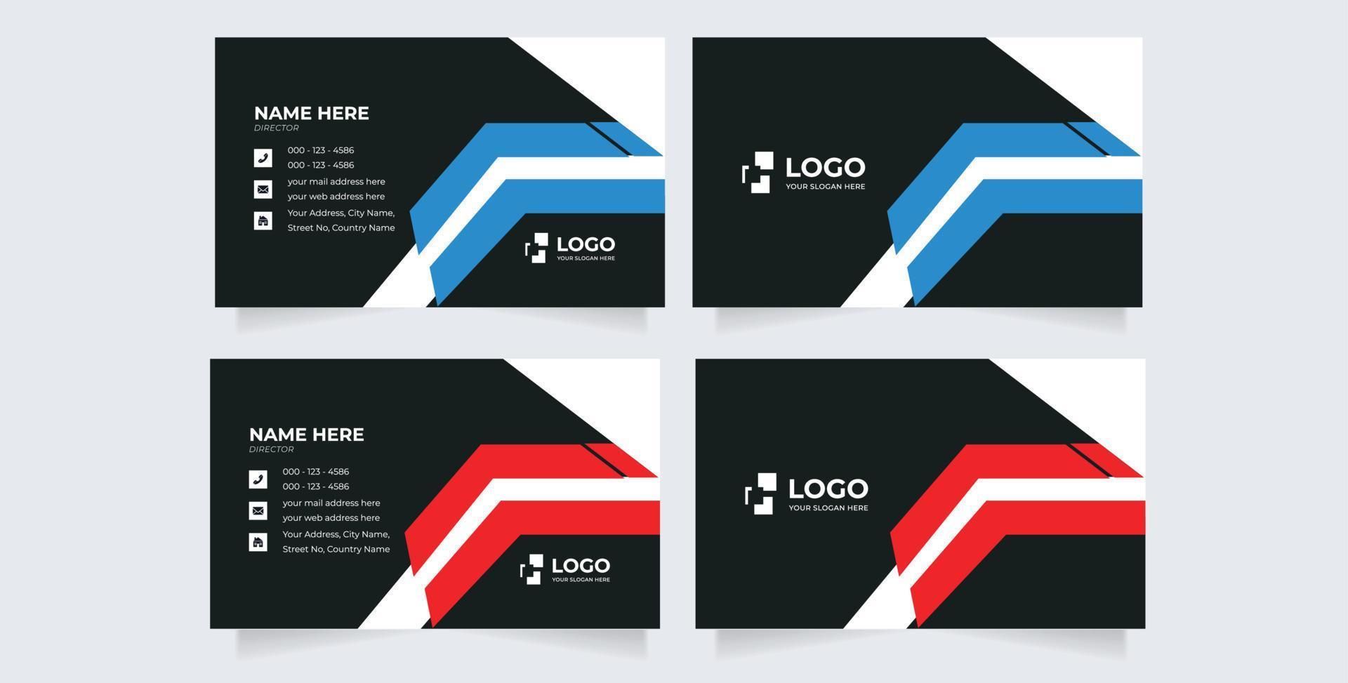 Double-sided creative business card template. Portrait and landscape orientation. Horizontal and vertical layout vector