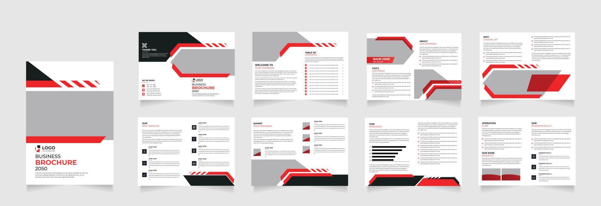 16 Pages Geometric Business Brochure with modern abstract design. Use for marketing, print, annual report and business presentations vector