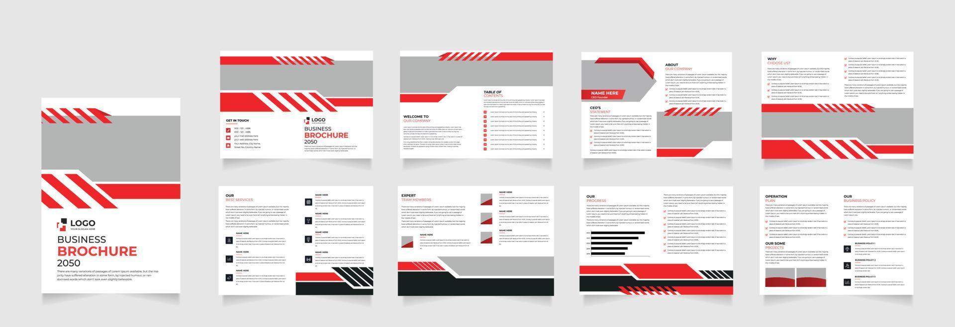 16 pages brochure template, corporate business booklet, simple style and modern layout, bifold brochure, annual report template, brochure template vector