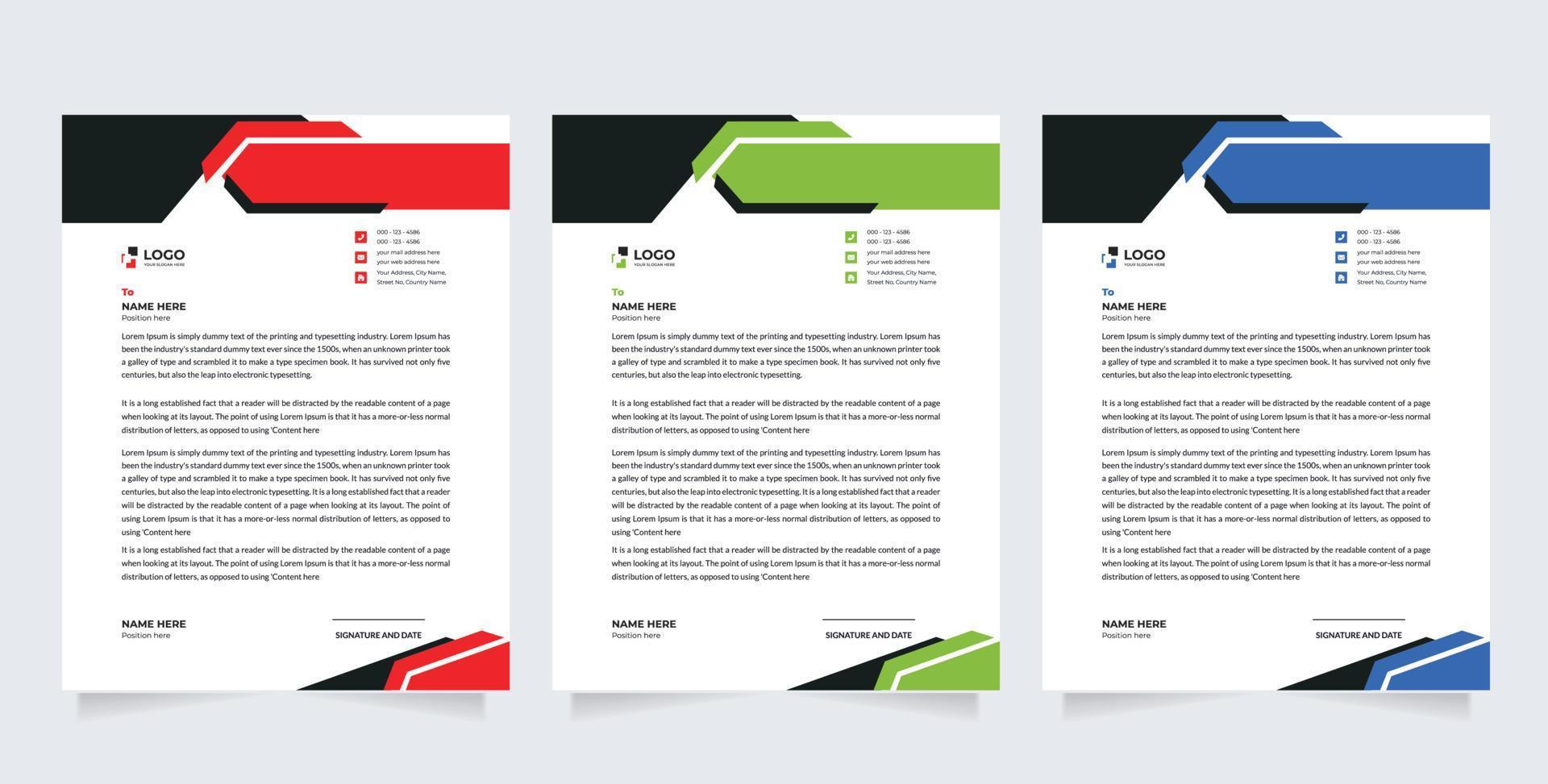 Modern Business Letterhead Design Template, Abtract Letterhead Design, Letterhead Template vector