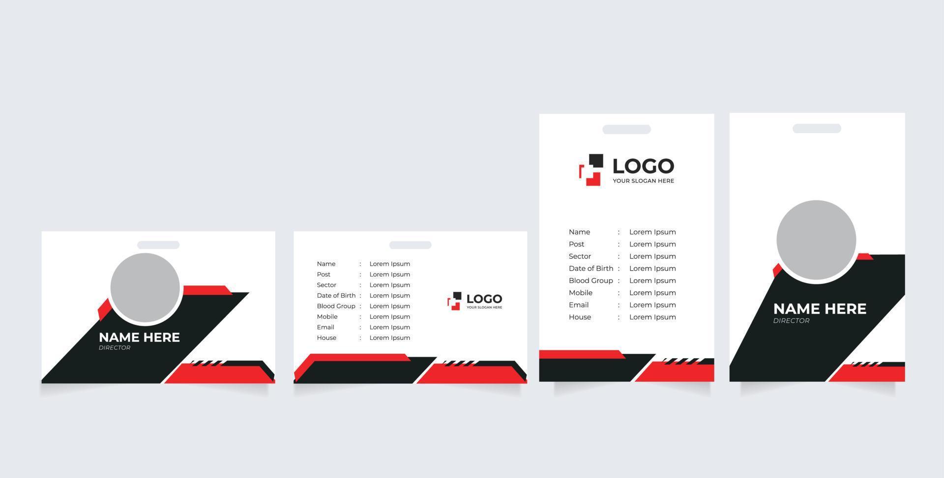 Abstract Smooth Wavy Id Card Design with Blurry Mesh Background Element, Professional Identity Card Template Vector for Employee