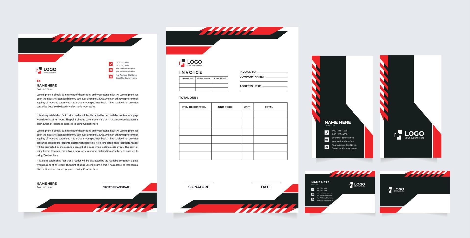 Branding design element set. business card, ID card, invoice, letterhead vector