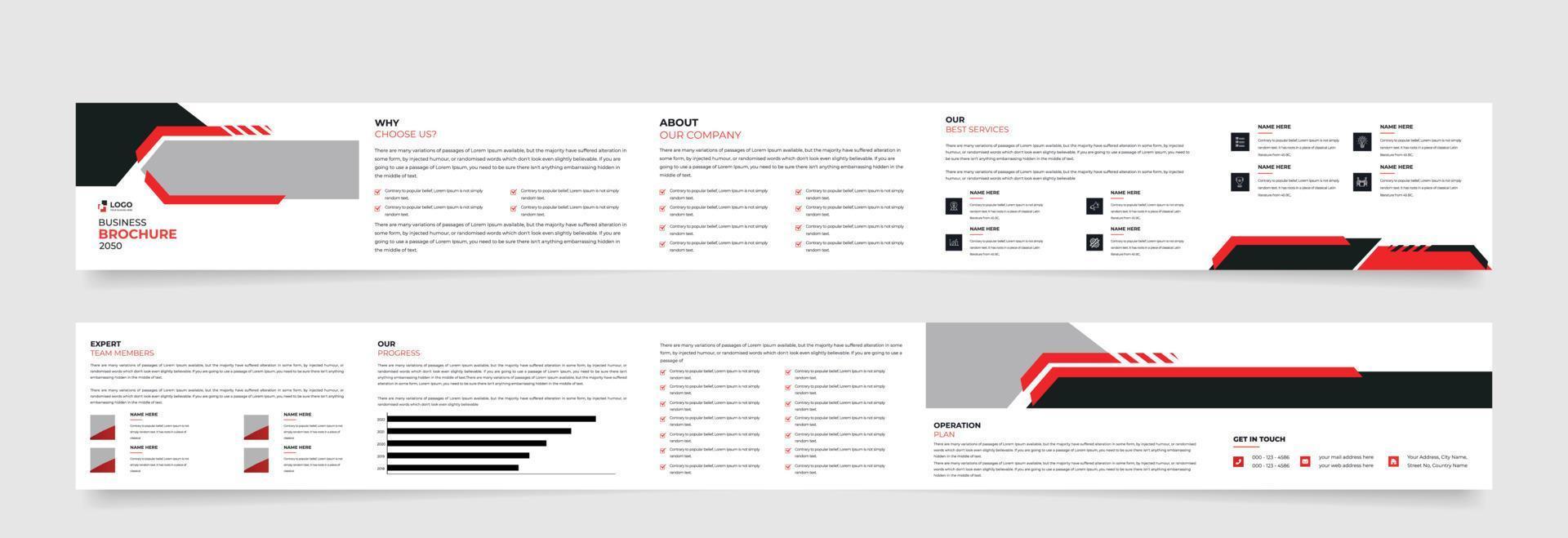 Folleto comercial geométrico quíntuple con diseño abstracto moderno marketing, impresión, informe anual y presentaciones comerciales vector