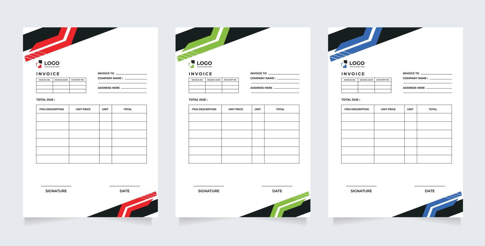 Invoice minimal design template. Bill form business invoice vector