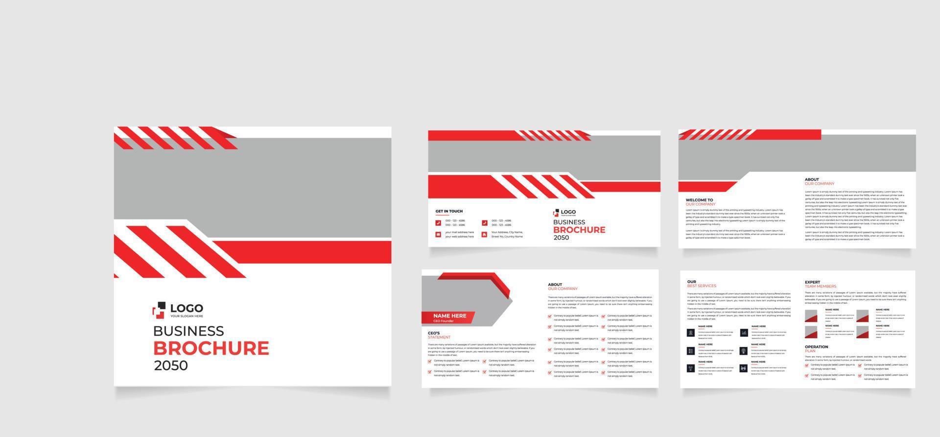 8 Pages Creative Business Brochure with modern abstract design. Use it business presentations and Multi Purpose design vector