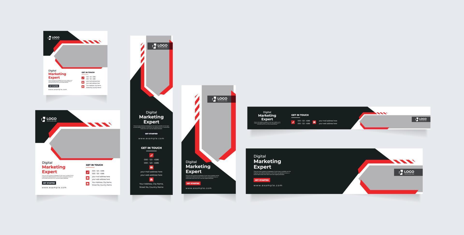 Digital marketing expert web banner template design, website ads banner template vector