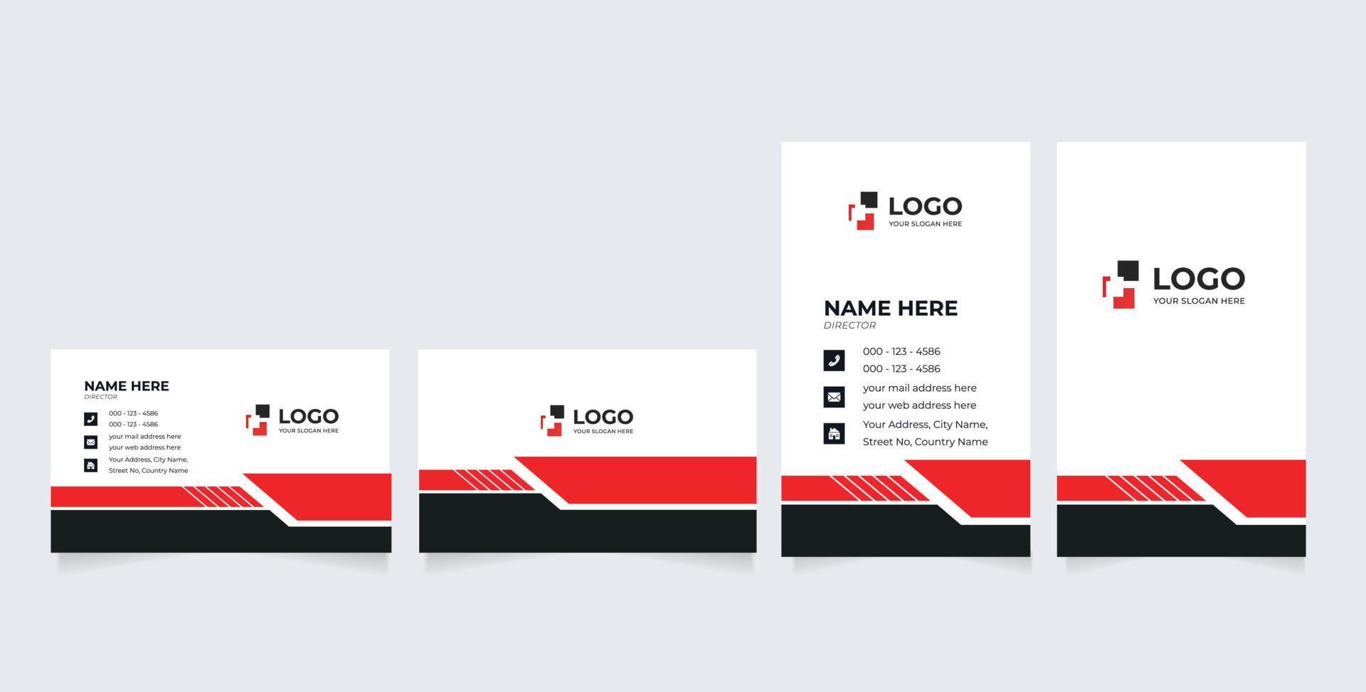 diseño de tarjeta de visita moderno, creativo, simple y limpio, tarjeta de visita horizontal, lujo único abstracto rojo y diseño de tarjeta de nombre profesional vector