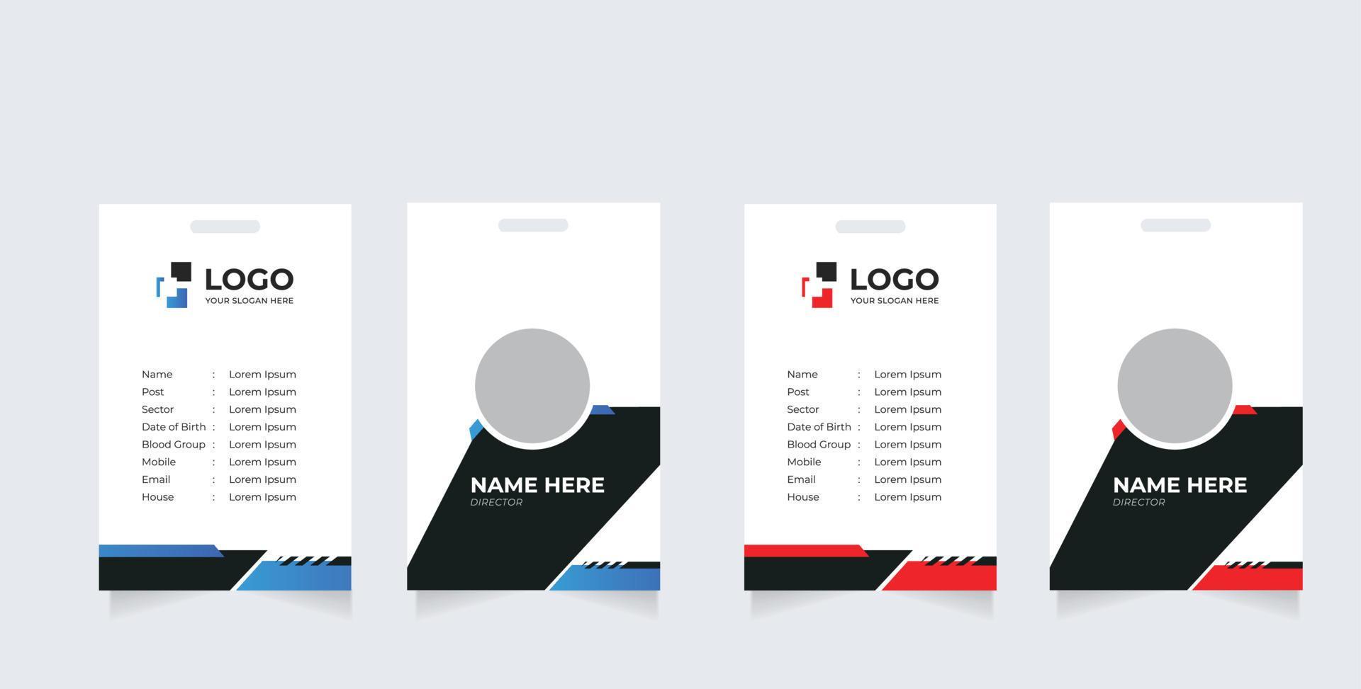 Identification Horizontal and Vertical id cards set with elements fresh