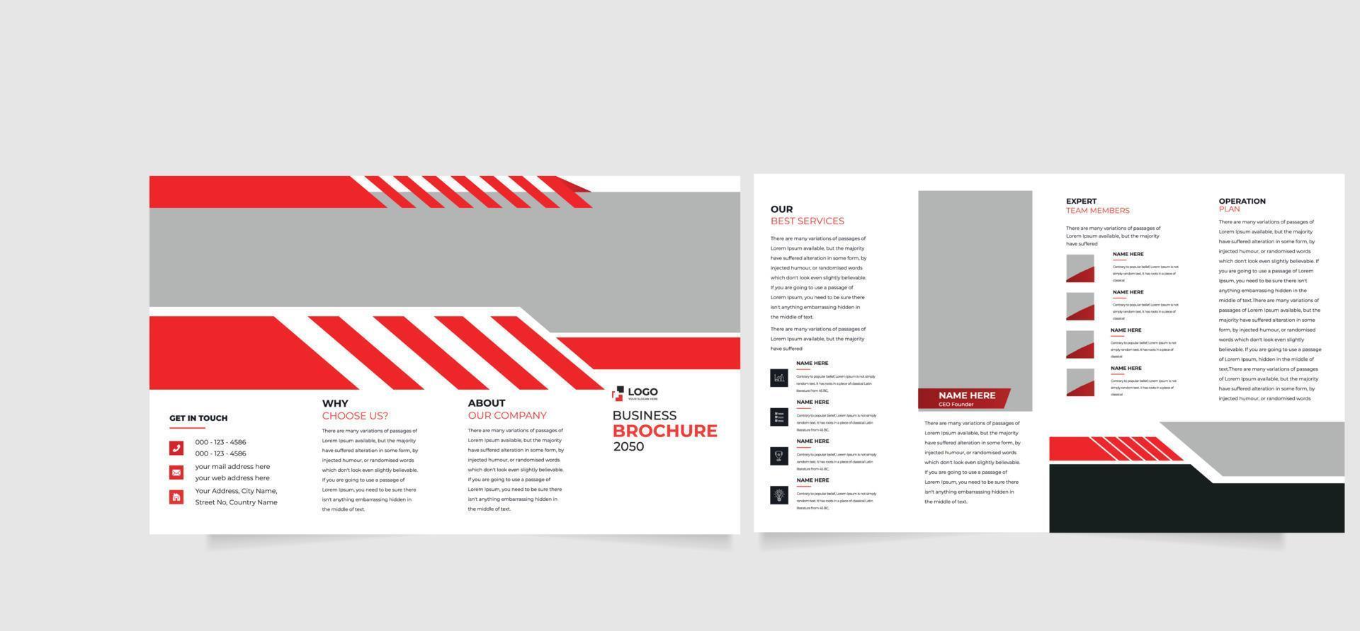 Fourfold brochure template, corporate business booklet, simple style and modern layout, bifold brochure, annual report template, annual report, brochure template vector